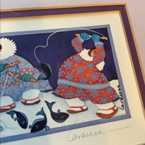 Barbara Lavallee ice fishing  Matted Framed Print - Picture 8 of 10